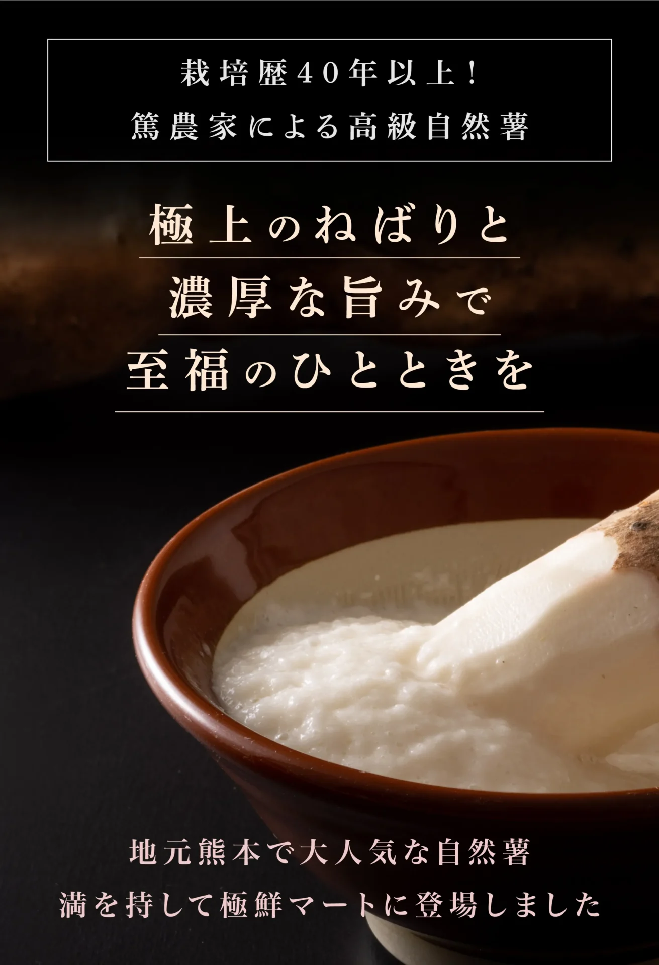 栽培歴40年以上！篤農家による高級自然薯 極上のねばりと濃厚な旨みで至福のひとときを 地元熊本で大人気な自然薯 満を持して極鮮マートに登場しました